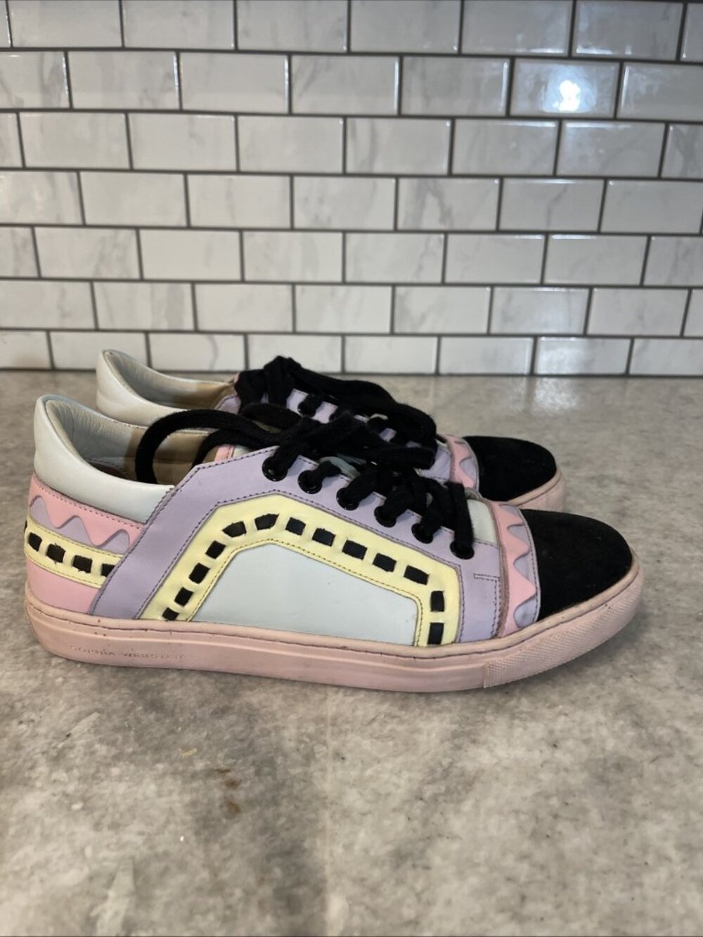 Sophia Webster Riko Sneakers Womens 9.5 Eur 40 Pastel Pink Shoes Leather Suede